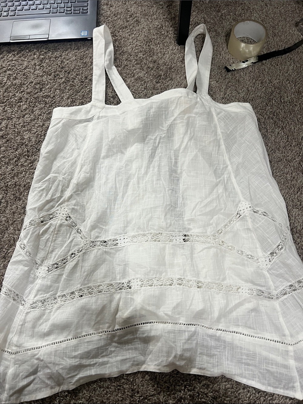 Free People White Eyelet Cotton Camisole Tank